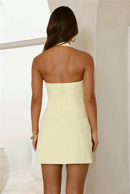 Studio Glow Halter Mini Dress Yellow