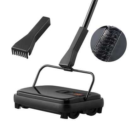 Carpet Sweeper, 7.87 in Sweeping Paths, Floor Sweeper Manual Non Electric, 300 ml Dustbin Capacity with Comb for Home Office Rugs Hardwood Surfaces Wood Floors Laminate, Cleans Dust Pet Hair