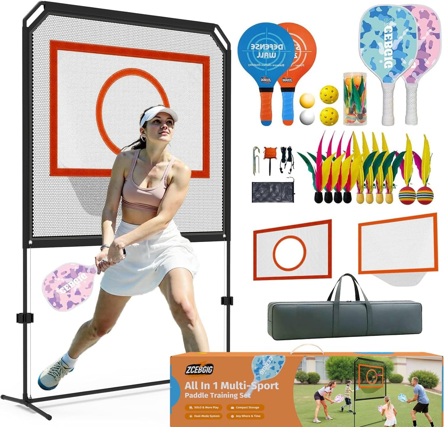 Portable Pickleball Net – Regulation Size Outdoor & Indoor Paddle Game Set with Ball Catch Net & Removable Target – Heavy Duty Steel Frame, Carry Bag – Family Fun for Backyard, Park, Beach