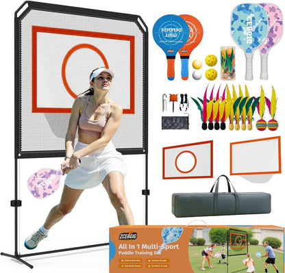 Portable Pickleball Net – Regulation Size Outdoor & Indoor Paddle Game Set with Ball Catch Net & Removable Target – Heavy Duty Steel Frame, Carry Bag – Family Fun for Backyard, Park, Beach