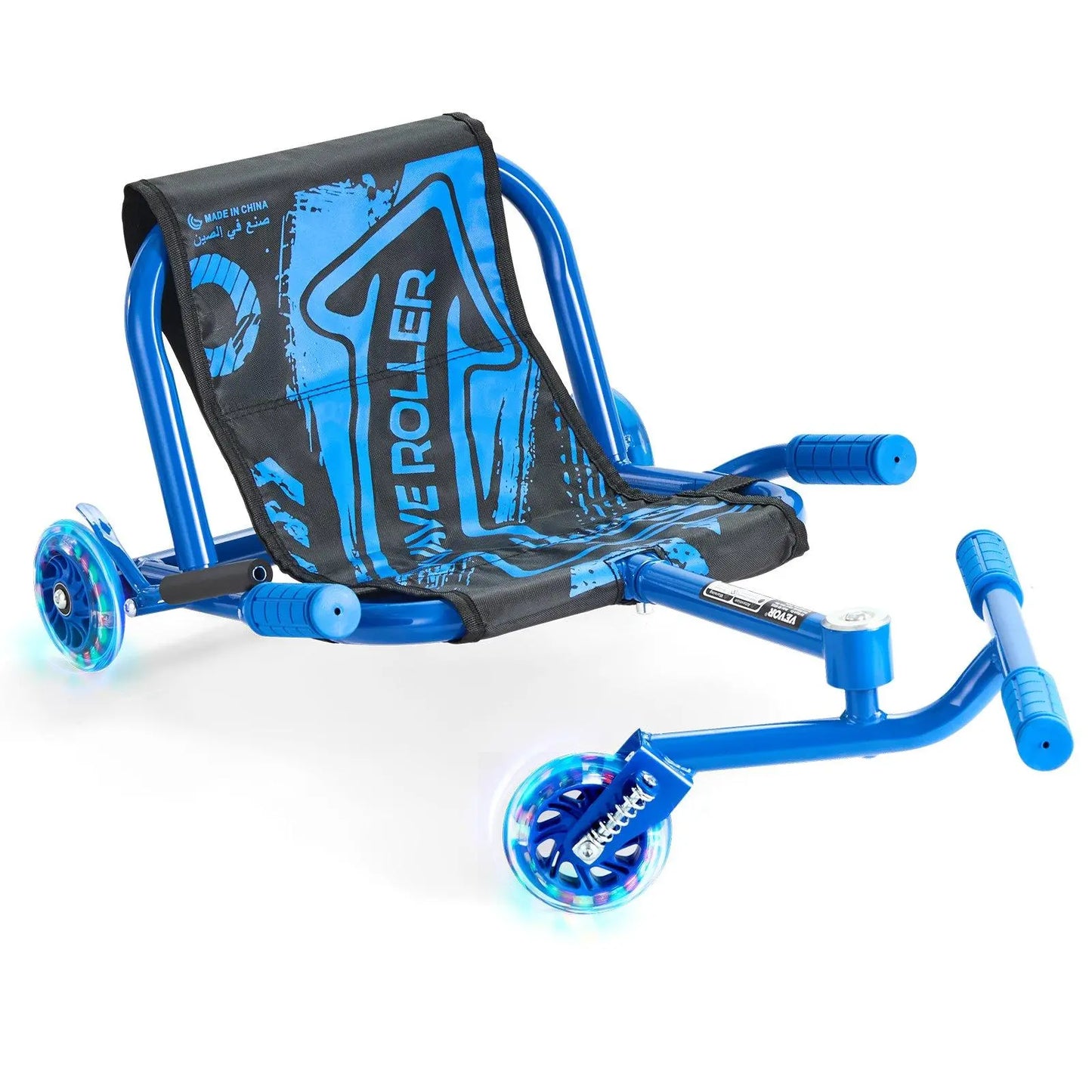 Ride on Scooter Drift Cart, 132 lbs Capacity, Zig-Zag Motion Powered, Cool LED Flashing Wheels, Flexible Steering Front Wheel, Kids Toys, Outdoor Kids Stuff, Ideal Gift for Ages 4+ Children, Toddler Scooter, Light-Up Wheels Go-Karts