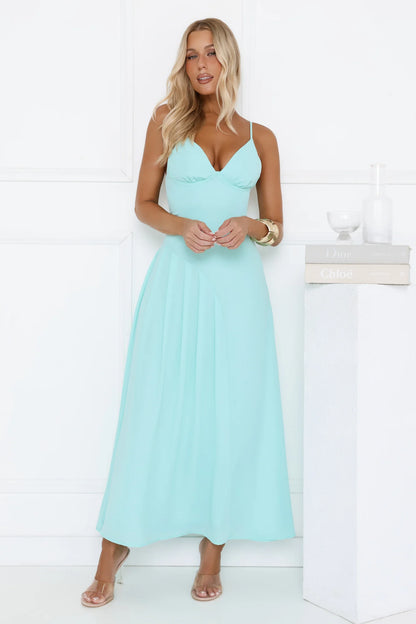 Gilded Whisper Maxi Dress Blue