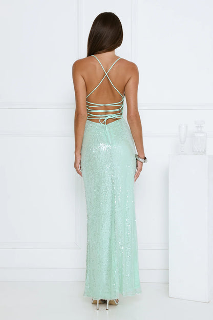 Starlit Shores Sequin Maxi Dress Seafoam
