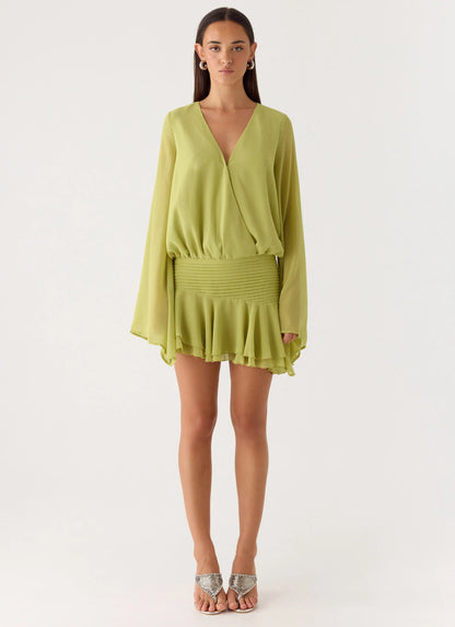 Solo In Soho Mini Dress - Lime