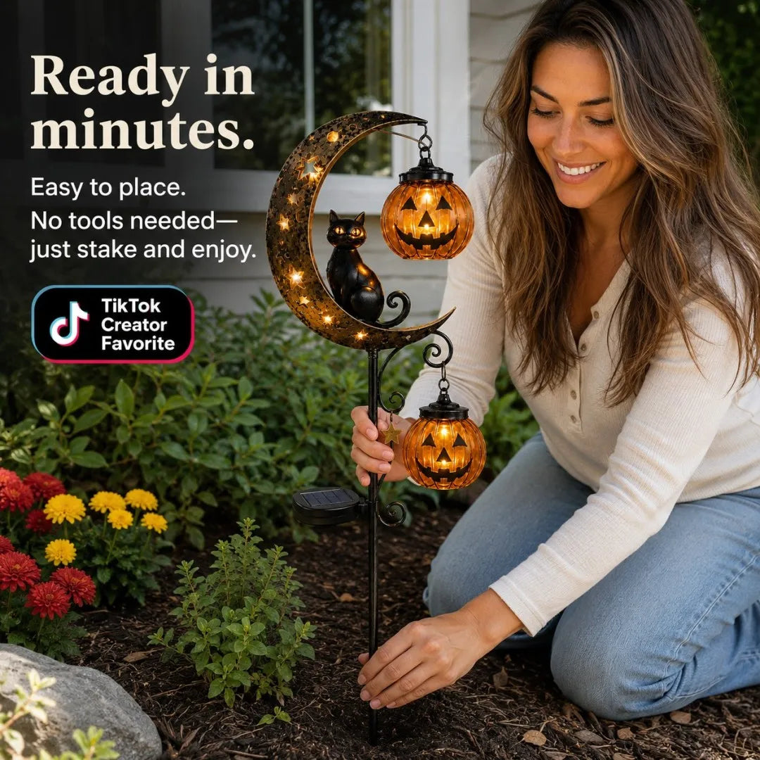 🎃Halloween Early Bird Special Sale 50% OFF-Pumpkin Moon Garden Stake Light