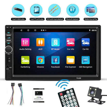 7 inch Car Stereo Double Din Radio Touchscreen with Backup Camera, Car Stereo HD Touch Screen Car Radio, Bluetooth Hands-Free Calling, FM TF AUX USB outdoorfun Car Video Players Android Car Player