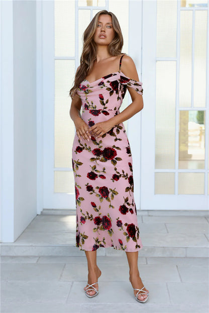 Wild Rosette Midi Dress Pink