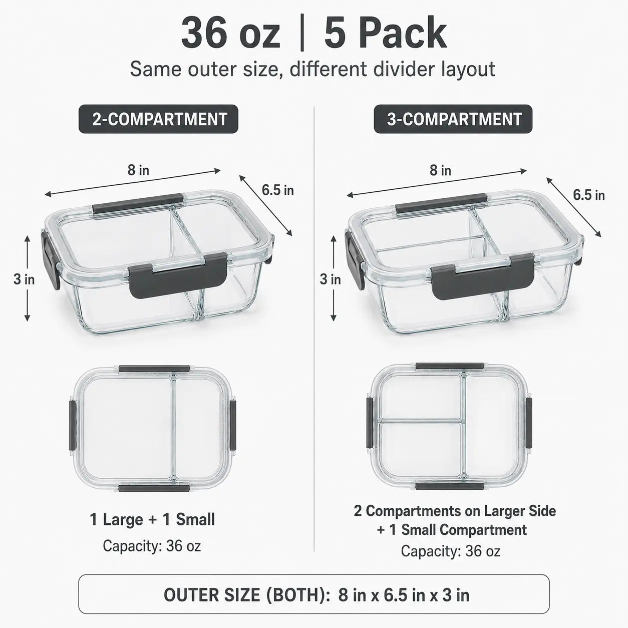 10-Pack (72oz) Borosilicate Glass Meal Prep Containers with Airtight Lids, 3 Compartment Glass Lunch Containers, Food Prep Lunch Box, Bento Box, Microwave, Oven, Freezer & Dishwasher Safe, Leakproof, Food Storage, Meal Preps For The Week, Easy Meals