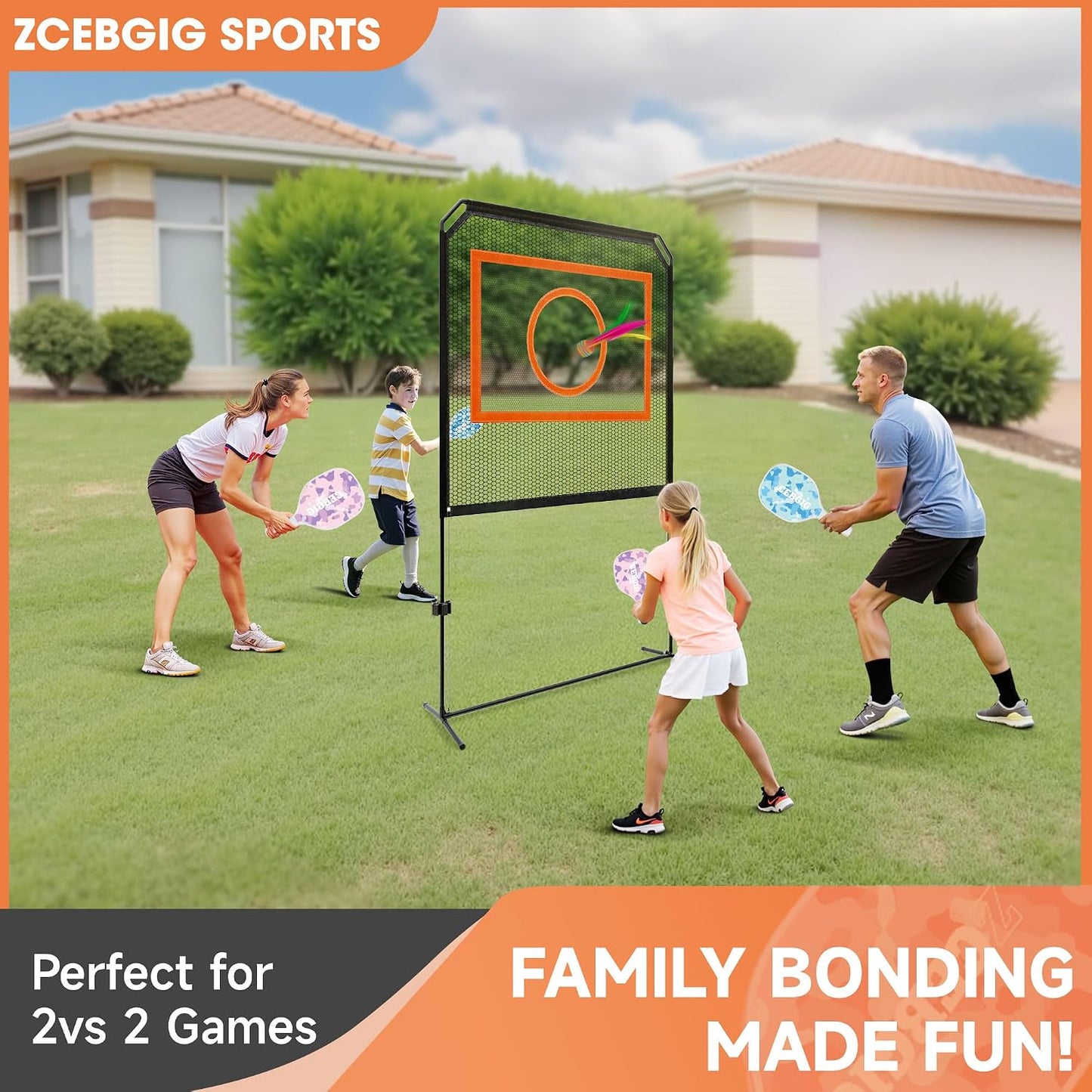 Portable Pickleball Net – Regulation Size Outdoor & Indoor Paddle Game Set with Ball Catch Net & Removable Target – Heavy Duty Steel Frame, Carry Bag – Family Fun for Backyard, Park, Beach