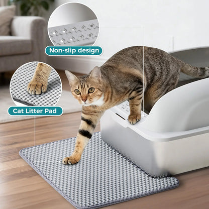 Stainless Steel Covered Sifting Litter Box - High-Sided Metal Design with Lid for Big Cats, Anti-Urine Leakage, Easy-Clean, Includes Scoop and Mat, Stainless Steel Sifting Litter Box, Covered Litter Box