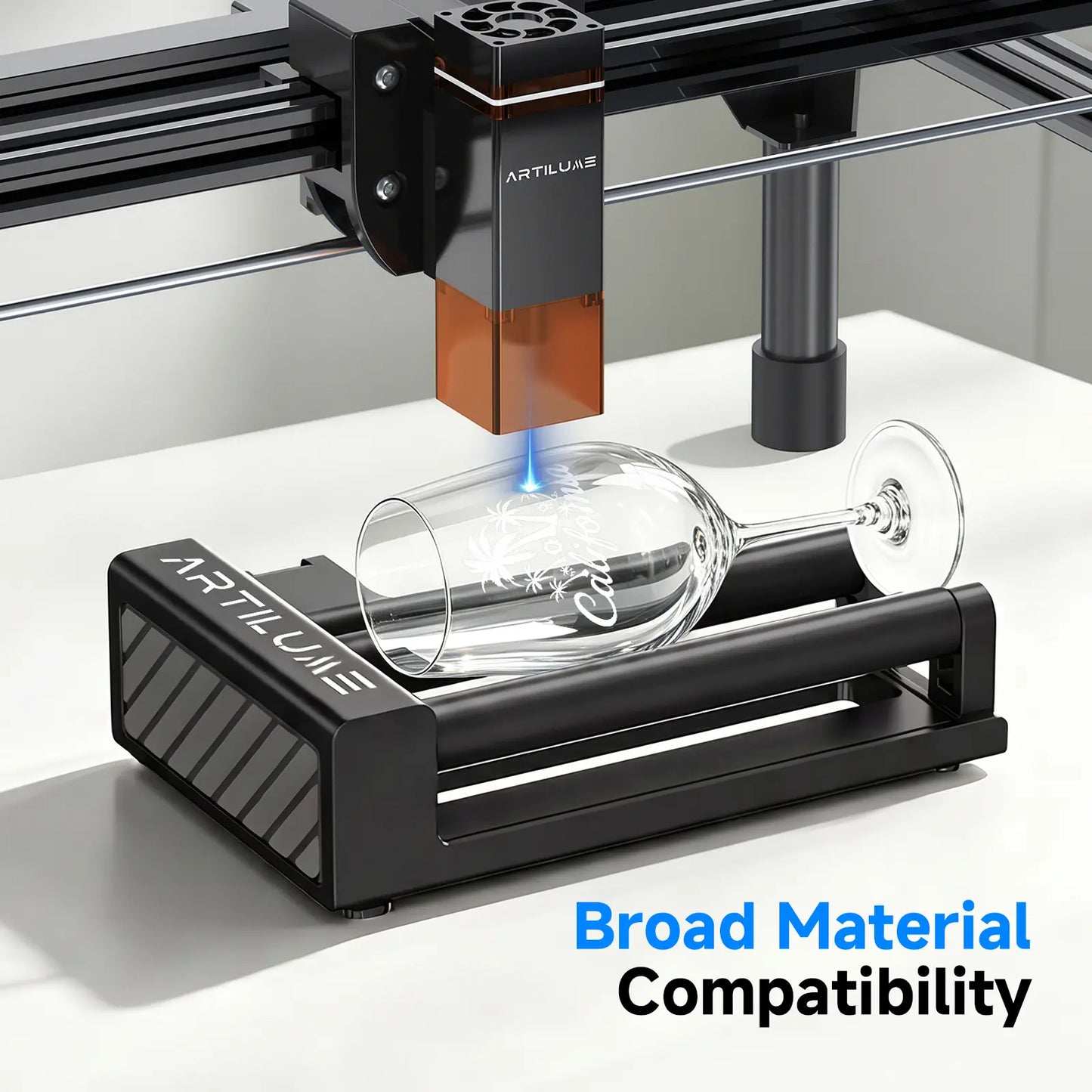 Laser Rotary Roller, 360° Y-Axis Rotary Module for Cylindrical Engraving, Adjustable 6–164mm Diameter, Compatible with ARTILUME U1/T1/T1 Pro and Most Laser Engravers