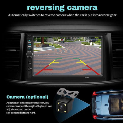 7 inch Car Stereo Double Din Radio Touchscreen with Backup Camera, Car Stereo HD Touch Screen Car Radio, Bluetooth Hands-Free Calling, FM TF AUX USB outdoorfun Car Video Players Android Car Player