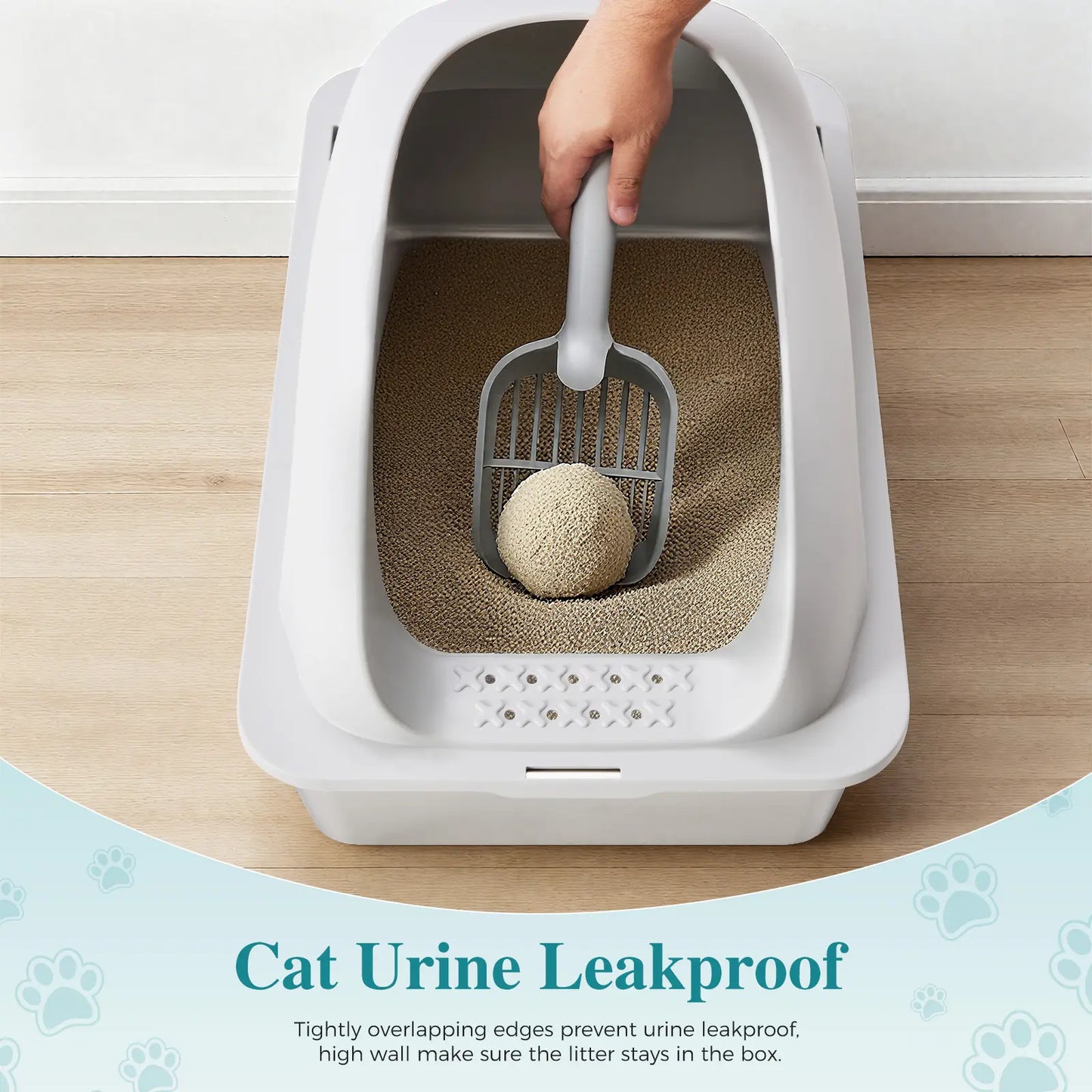 Stainless Steel Covered Sifting Litter Box - High-Sided Metal Design with Lid for Big Cats, Anti-Urine Leakage, Easy-Clean, Includes Scoop and Mat, Stainless Steel Sifting Litter Box, Covered Litter Box