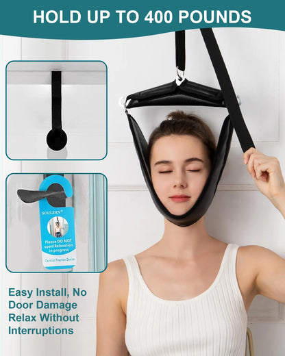 ✨50%OFF✨Neck Stretcher Cervical Traction Device for Home Use - Over The Door Cervical Traction Device for Decompression Home Physical Therapy, Portable Neck Traction Device for Neck Pain