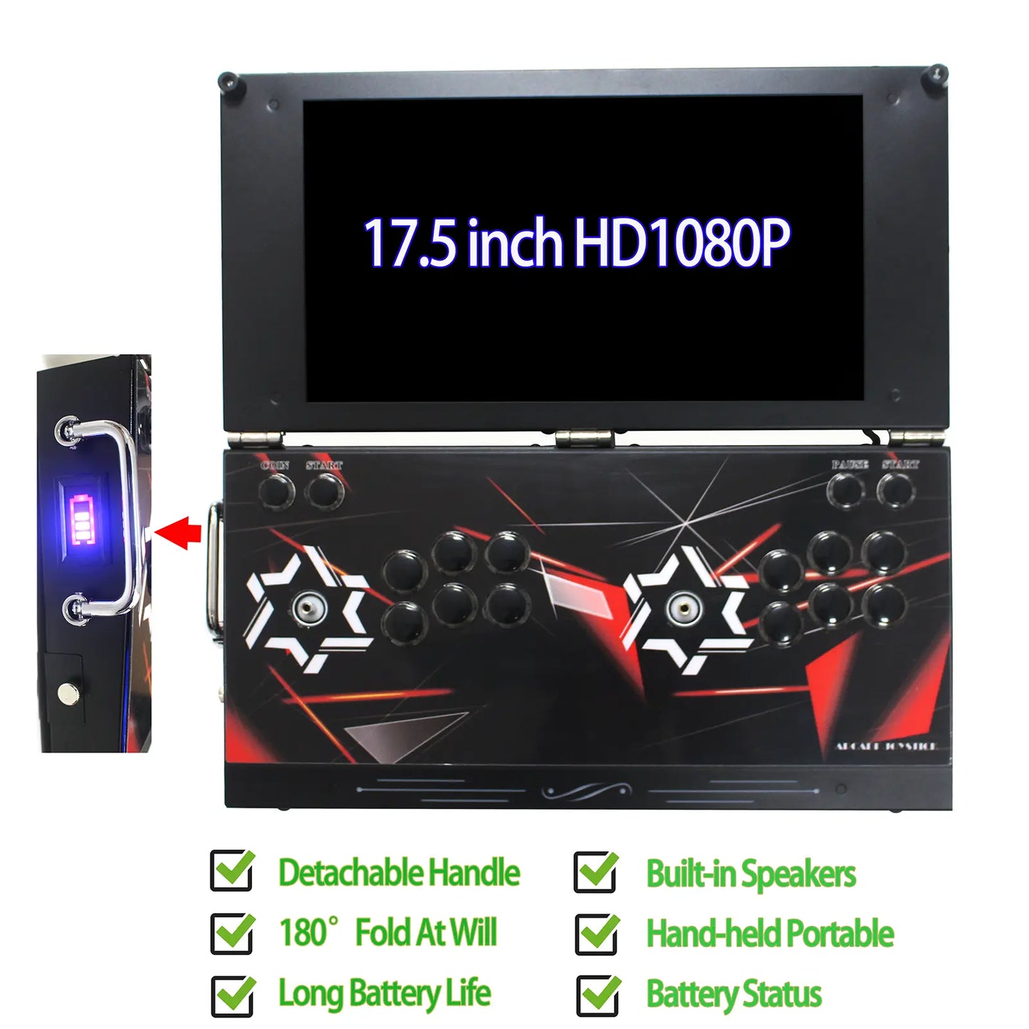✨80%OFF✨9800 in 1 Hand-held Portable Selected Arcade Game Console 17.5-inch HD Screen Dual Players Box DX, Retro Video Game Machine Search/Hide/Save/Load/Pause Games