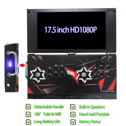 ✨80%OFF✨9800 in 1 Hand-held Portable Selected Arcade Game Console 17.5-inch HD Screen Dual Players Box DX, Retro Video Game Machine Search/Hide/Save/Load/Pause Games