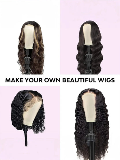 Complete Wig Styling Kit for Beginners, Includes 22-Inch Mannequin Head, Tripod Stand, T-Pins, Combs and Brushes, Halloween Ready Wig Installation Tool Set, Wig Styling Equipment