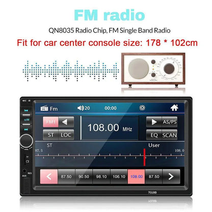 7 inch Car Stereo Double Din Radio Touchscreen with Backup Camera, Car Stereo HD Touch Screen Car Radio, Bluetooth Hands-Free Calling, FM TF AUX USB outdoorfun Car Video Players Android Car Player