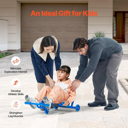 Ride on Scooter Drift Cart, 132 lbs Capacity, Zig-Zag Motion Powered, Cool LED Flashing Wheels, Flexible Steering Front Wheel, Kids Toys, Outdoor Kids Stuff, Ideal Gift for Ages 4+ Children, Toddler Scooter, Light-Up Wheels Go-Karts