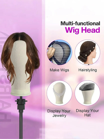 Complete Wig Styling Kit for Beginners, Includes 22-Inch Mannequin Head, Tripod Stand, T-Pins, Combs and Brushes, Halloween Ready Wig Installation Tool Set, Wig Styling Equipment