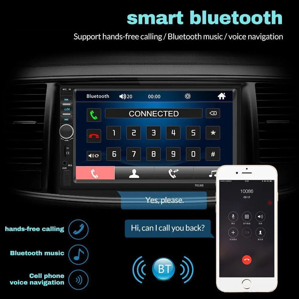 7 inch Car Stereo Double Din Radio Touchscreen with Backup Camera, Car Stereo HD Touch Screen Car Radio, Bluetooth Hands-Free Calling, FM TF AUX USB outdoorfun Car Video Players Android Car Player