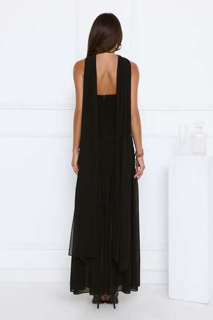Soirée Glow Strapless Maxi Dress Black
