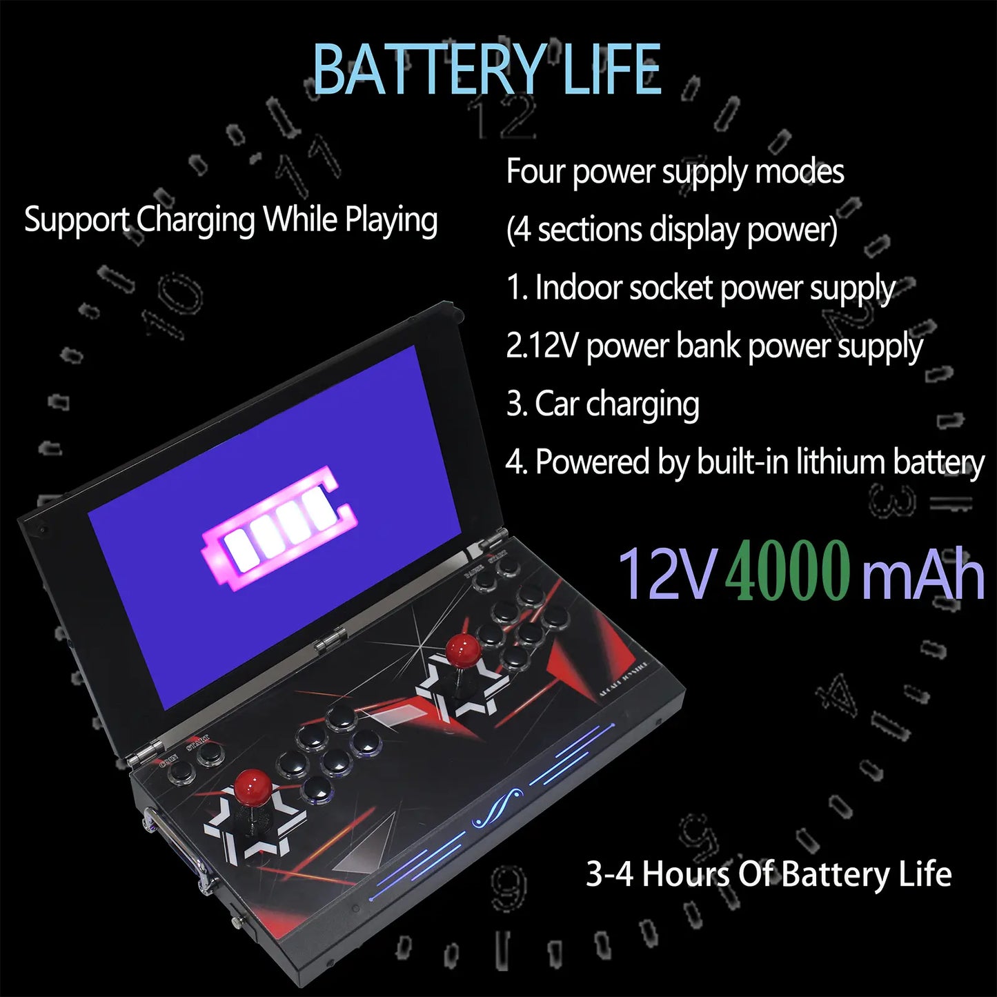 ✨80%OFF✨9800 in 1 Hand-held Portable Selected Arcade Game Console 17.5-inch HD Screen Dual Players Box DX, Retro Video Game Machine Search/Hide/Save/Load/Pause Games
