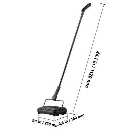 Carpet Sweeper, 7.87 in Sweeping Paths, Floor Sweeper Manual Non Electric, 300 ml Dustbin Capacity with Comb for Home Office Rugs Hardwood Surfaces Wood Floors Laminate, Cleans Dust Pet Hair