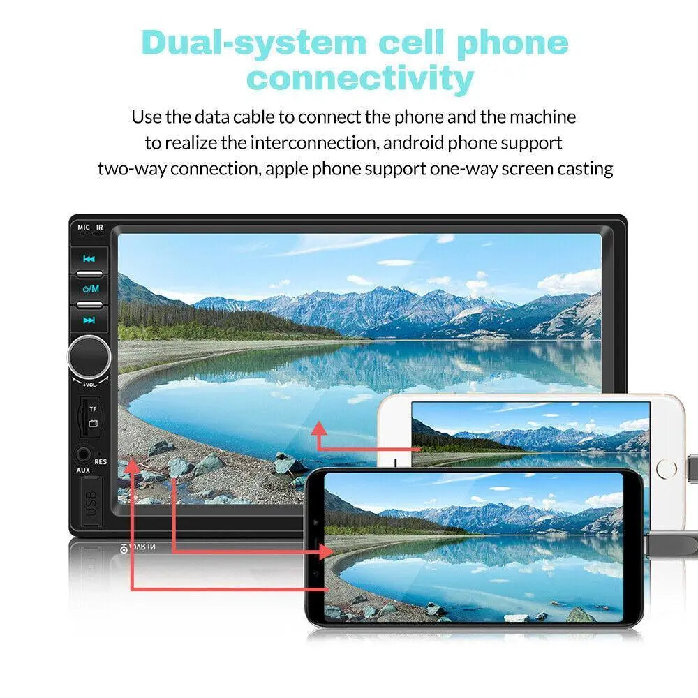 7 inch Car Stereo Double Din Radio Touchscreen with Backup Camera, Car Stereo HD Touch Screen Car Radio, Bluetooth Hands-Free Calling, FM TF AUX USB outdoorfun Car Video Players Android Car Player
