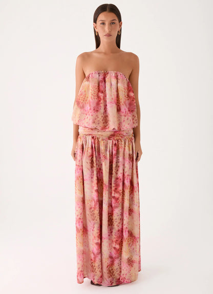 Lioras Strapless Maxi Dress - Botanic Cheetah