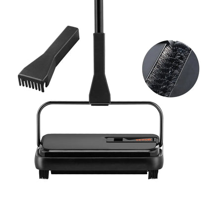 Carpet Sweeper, 7.87 in Sweeping Paths, Floor Sweeper Manual Non Electric, 300 ml Dustbin Capacity with Comb for Home Office Rugs Hardwood Surfaces Wood Floors Laminate, Cleans Dust Pet Hair
