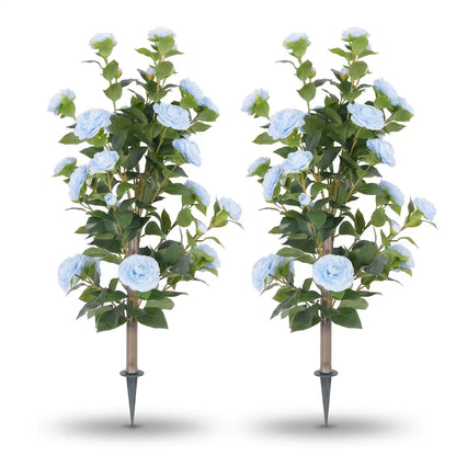 36" Artificial Camellia Tree with Ground Spike, 2Pack PINK Faux Camellia Flower UV Resistant Floral Blooming Bush for Indoor Outdoor Wedding Front Door Porch Garden Backyard Garden Artificial plant