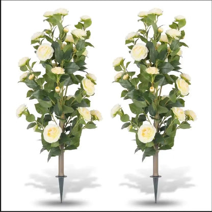 36" Artificial Camellia Tree with Ground Spike, 2Pack PINK Faux Camellia Flower UV Resistant Floral Blooming Bush for Indoor Outdoor Wedding Front Door Porch Garden Backyard Garden Artificial plant