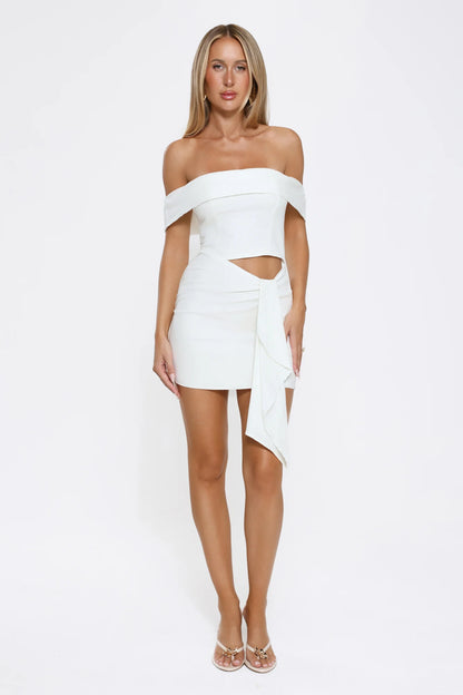 Secret Affair Off Shoulder Mini Dress White