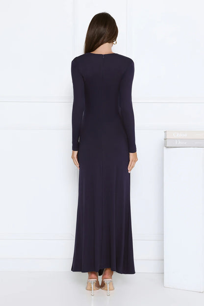Sophisticated Silhouette Long Sleeve Maxi Dress Navy