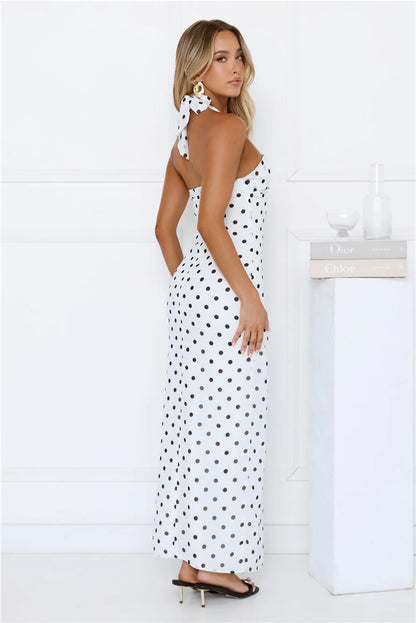 Chic Days Strapless Polka Dot Maxi Dress White