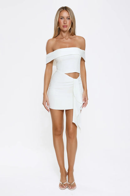 Secret Affair Off Shoulder Mini Dress White