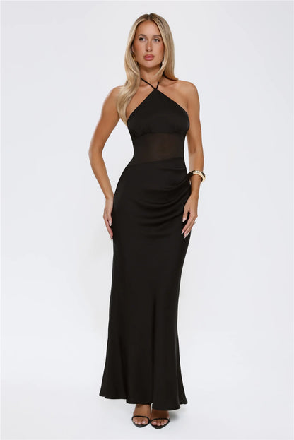 Ever Blooming Halter Maxi Dress Black