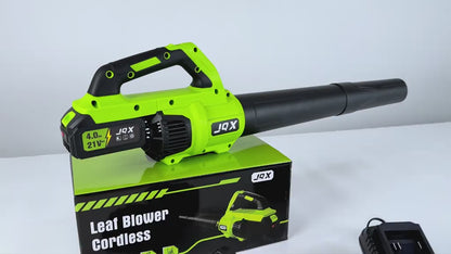 Cordless Electric Leaf Blower/Snow Blower Features a 21V 4000mah battery and quick charger Turbo dual-speed motor Lightweight handheld design with extended nozzle Efficiently clears leaves, snow, and dust